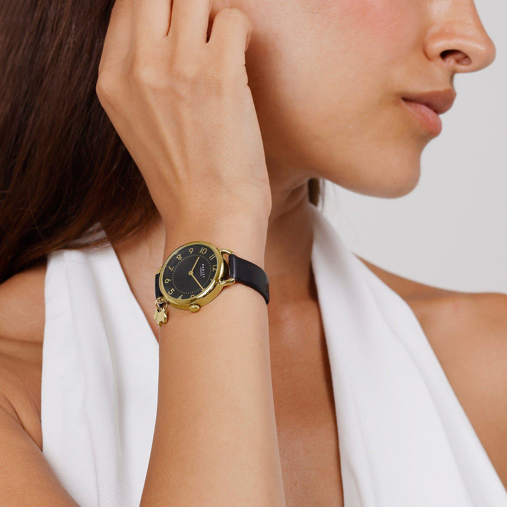 Southwark Park Leather Strap Watch Black - RY21950