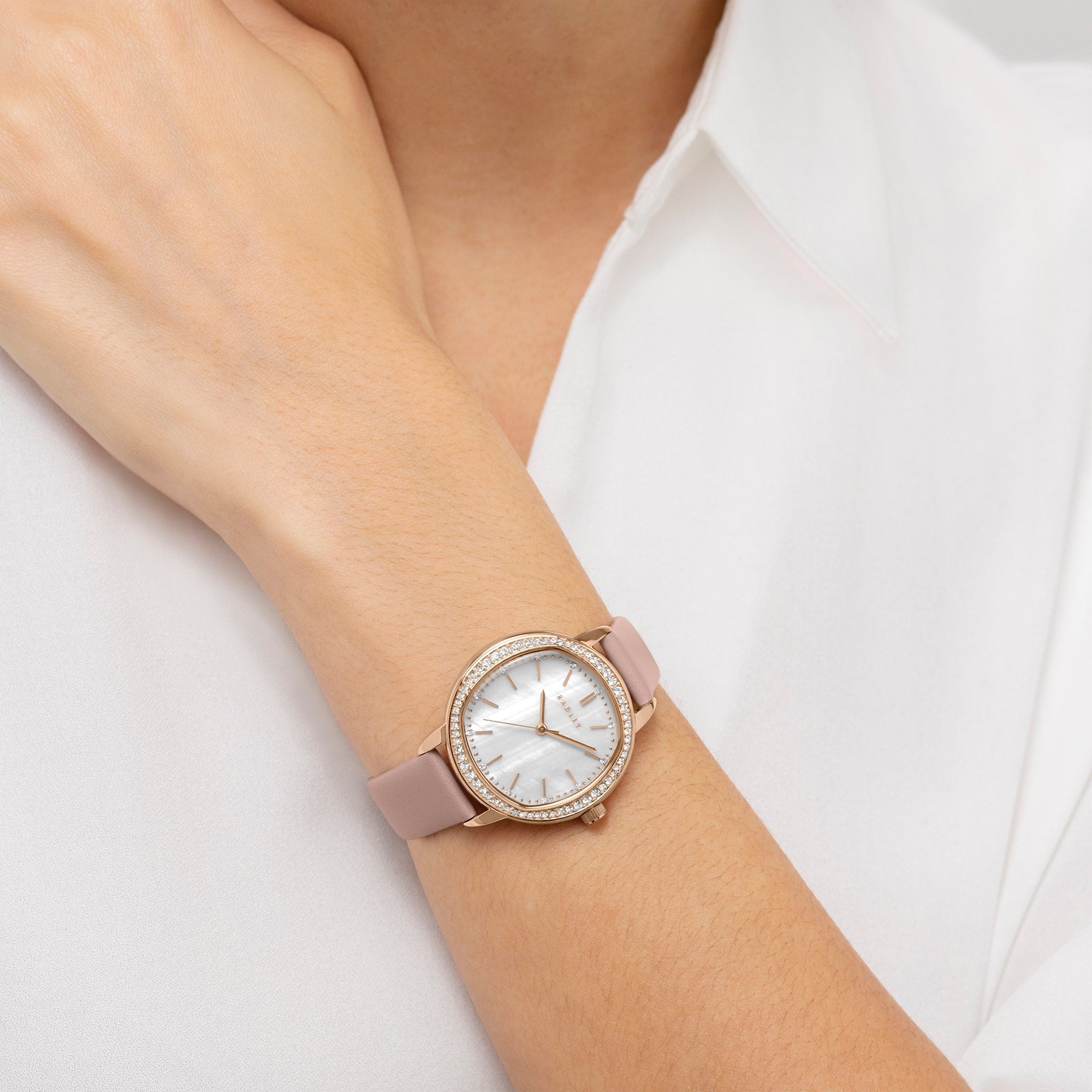 BERRY LANE LEATHER STRAP WATCH PRAIRIE PINK