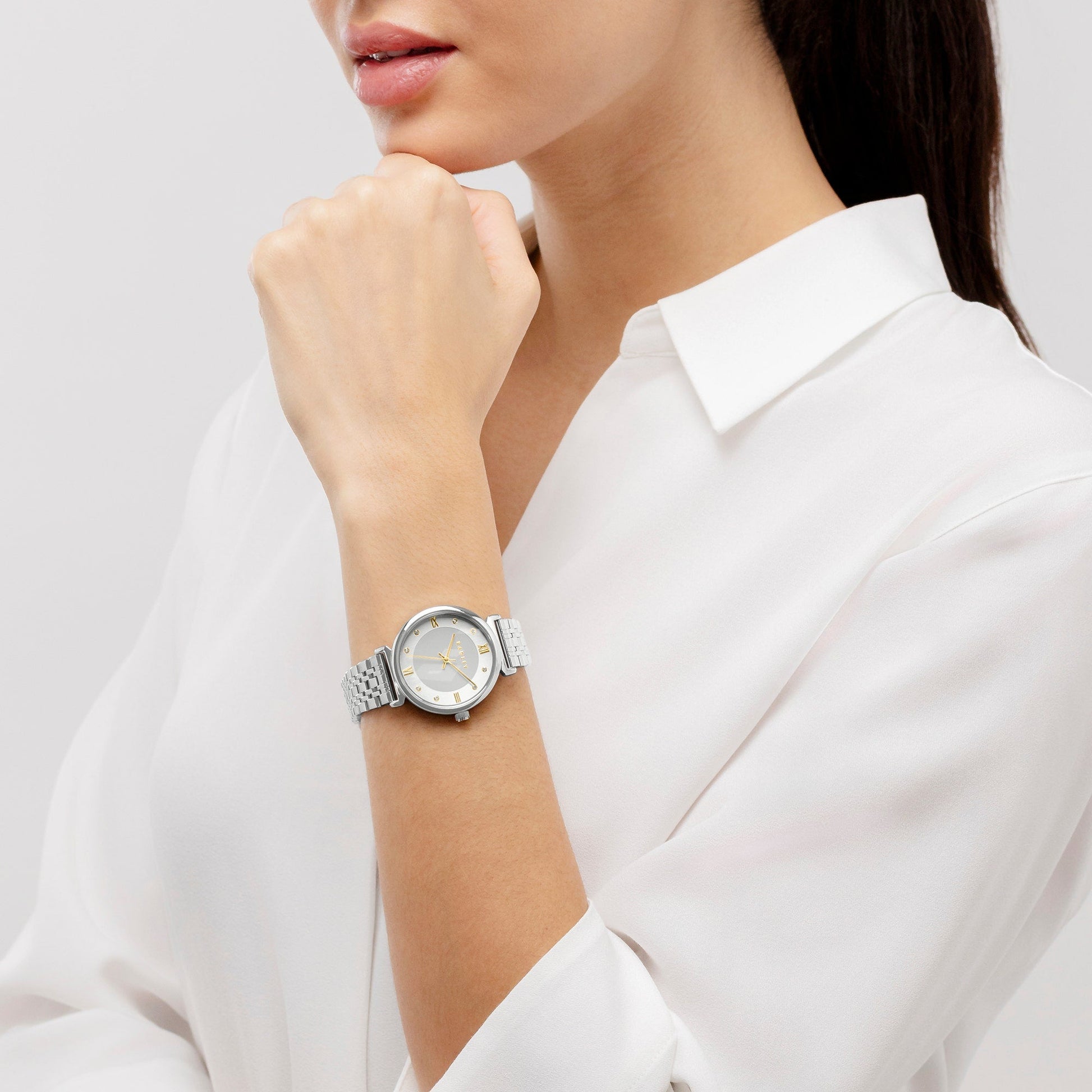 Roman Crescent Bracelet Watch Silver - RY4657