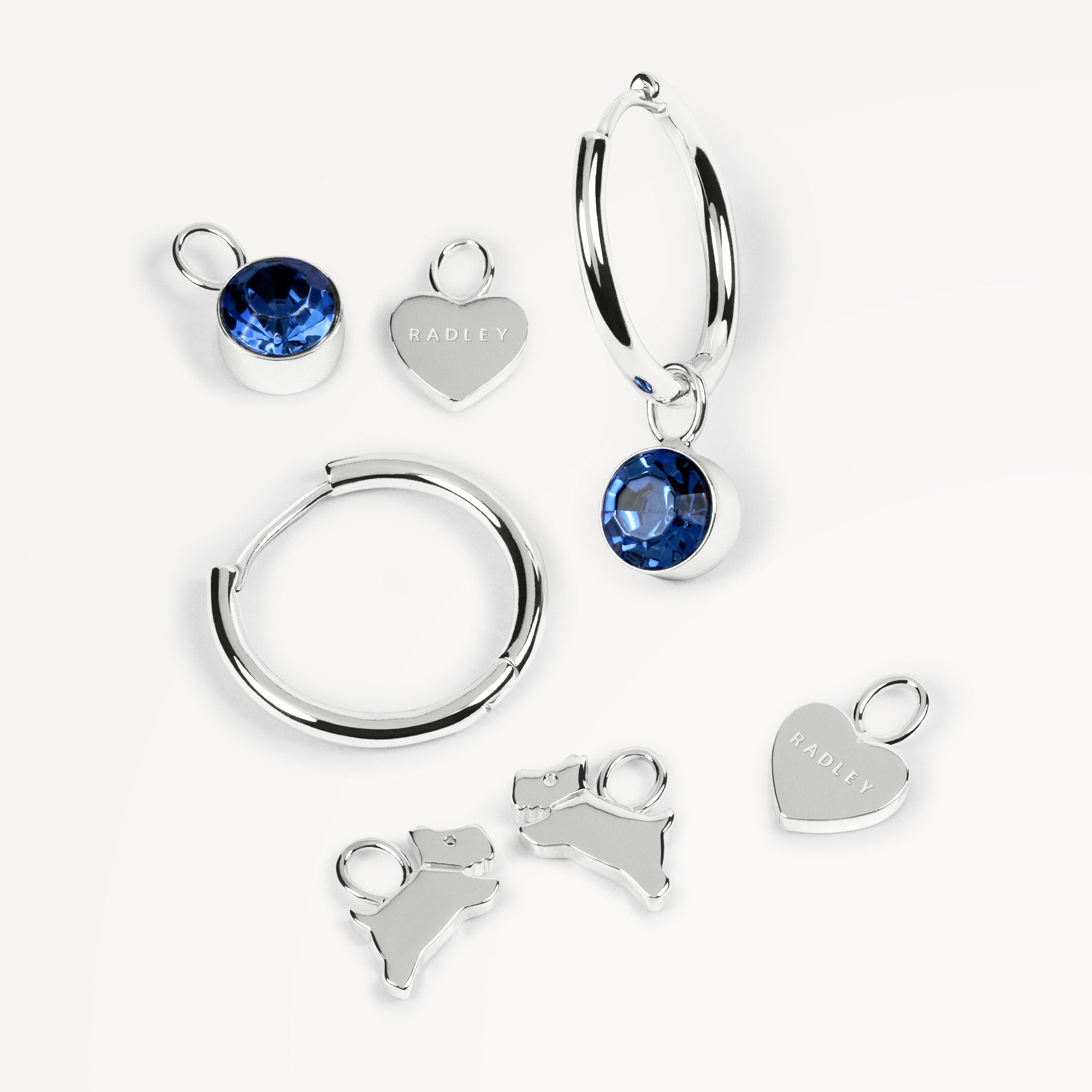 ELIZABETH STREET HUGGIE EARRING & CHARMS SILVER
