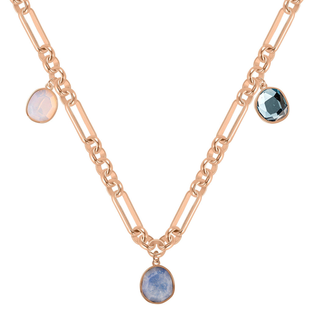 Tulip Street Mixed Stone Drop Necklace in Rose Gold - RYJ2424S
