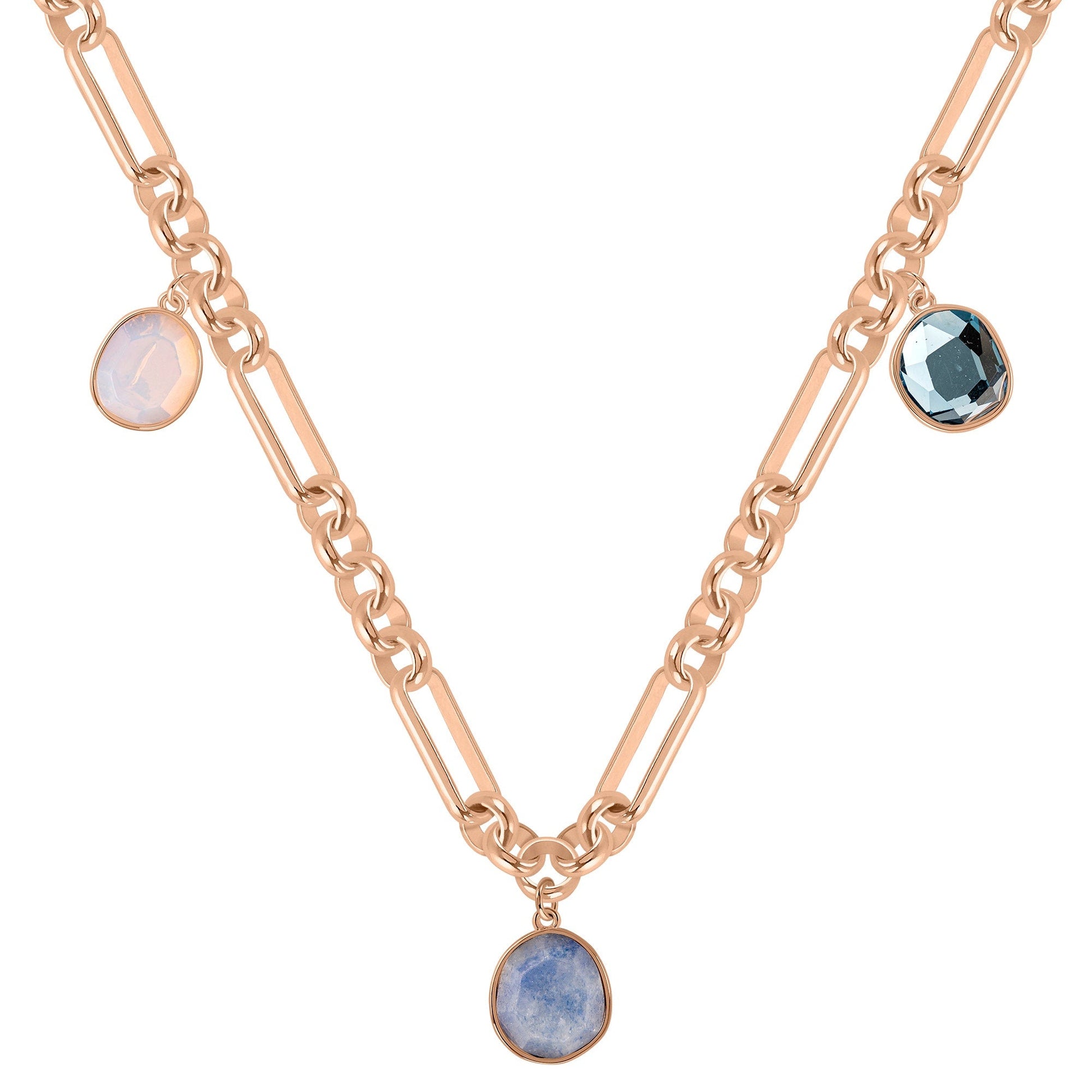 Tulip Street Mixed Stone Drop Necklace in Rose Gold - RYJ2424S