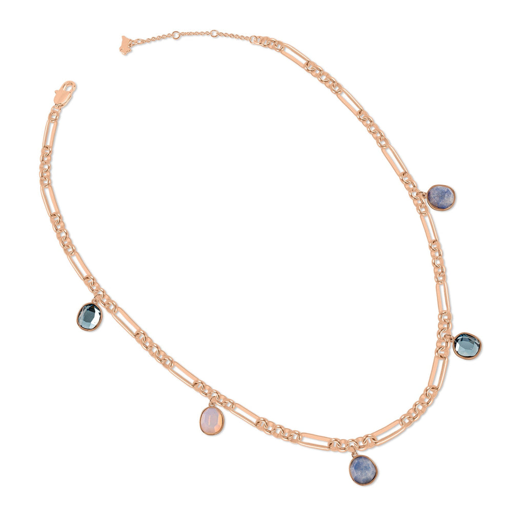 Tulip Street Mixed Stone Drop Necklace in Rose Gold - RYJ2424S