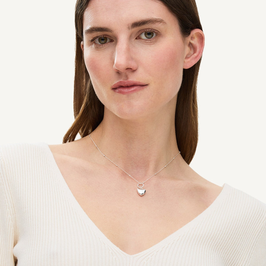 LOVETT WAY HEART CHARM NECKLACE SILVER