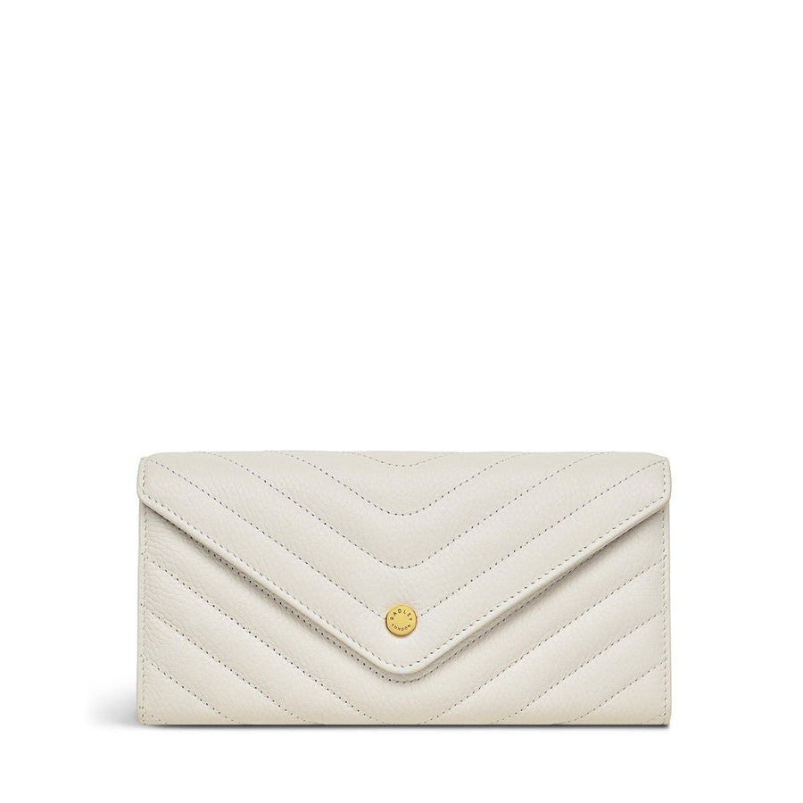 Rowe Avenue Leather Large Flapover Wallet in Chalk - S1319109