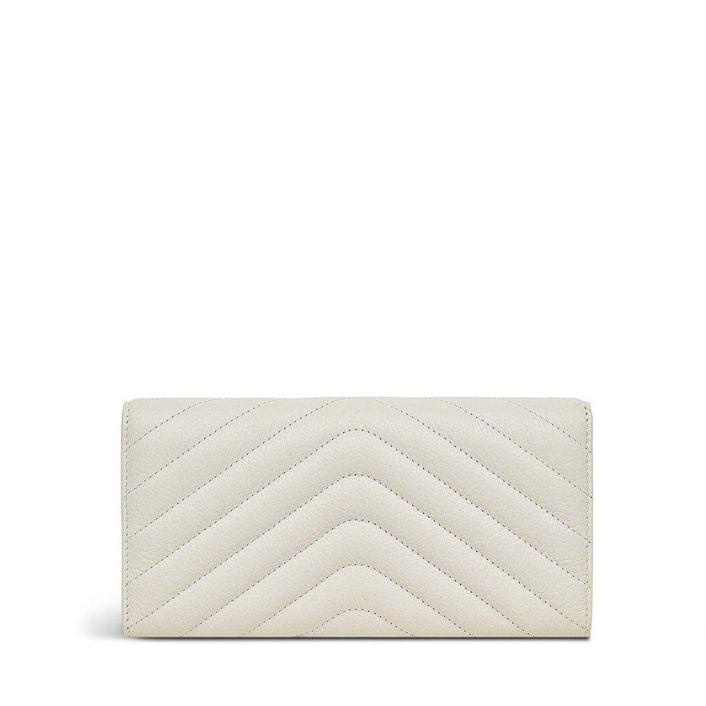 Rowe Avenue Leather Large Flapover Wallet in Chalk - S1319109