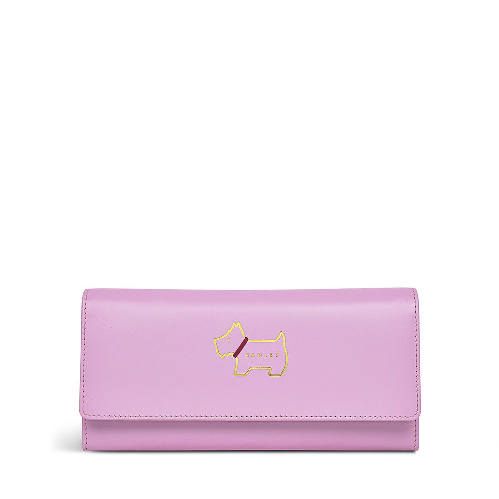 Heritage Dog Outline Leather Large Flapover Wallet in Sugar Pink - S1330679