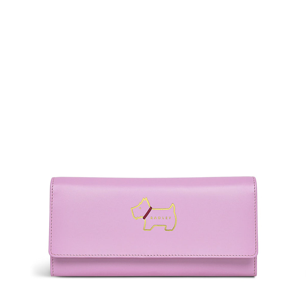 Heritage Dog Outline Leather Large Flapover Wallet in Sugar Pink - S1330679