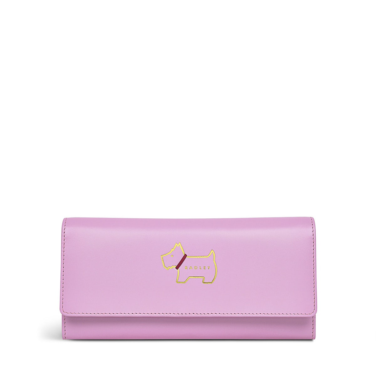 Heritage Dog Outline Leather Large Flapover Wallet in Sugar Pink - S1330679