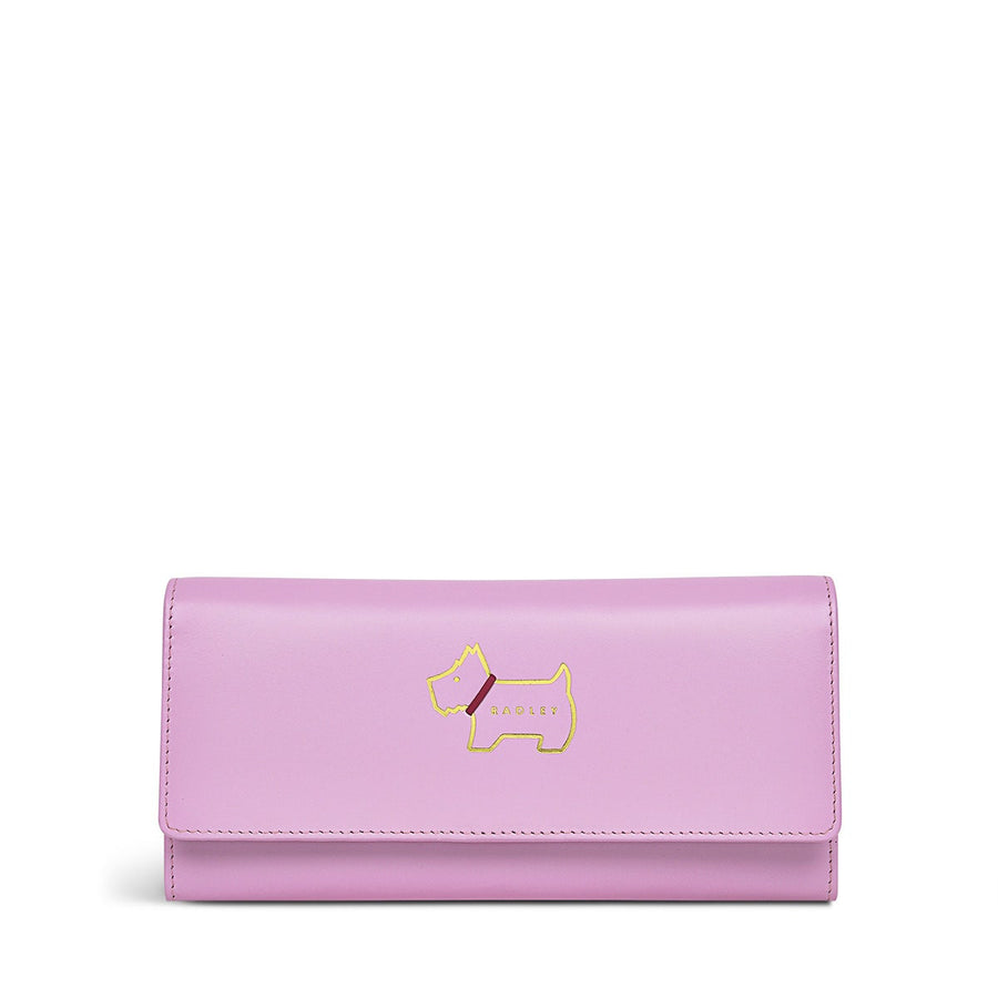 Heritage Dog Outline Leather Large Flapover Wallet in Sugar Pink - S1330679