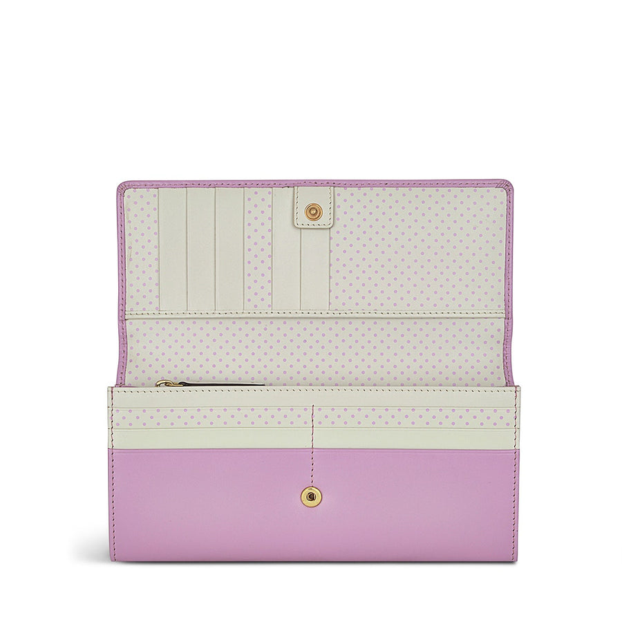 Heritage Dog Outline Leather Large Flapover Wallet in Sugar Pink - S1330679