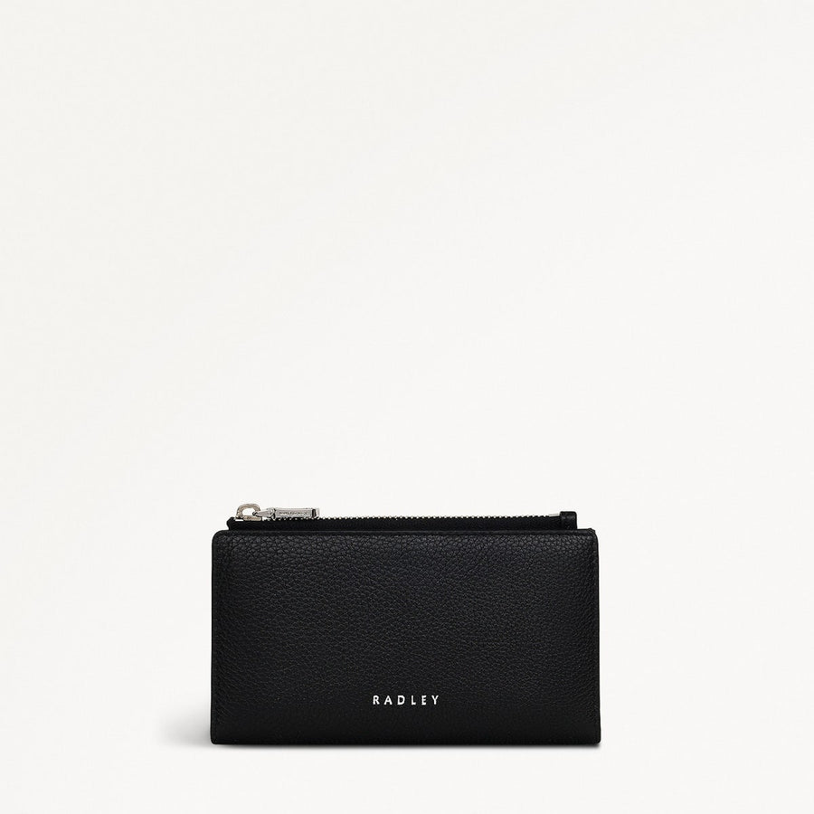 Coin Street Leather Medium Ziptop Wallet in Black - S1871001