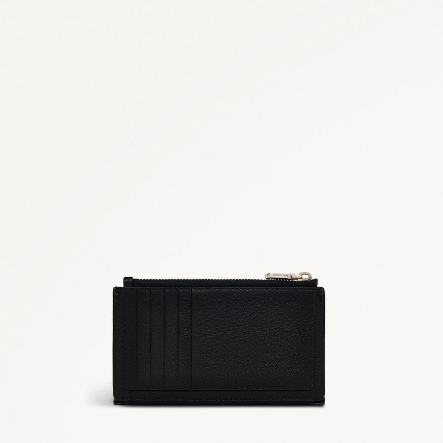 Coin Street Leather Medium Ziptop Wallet in Black - S1871001