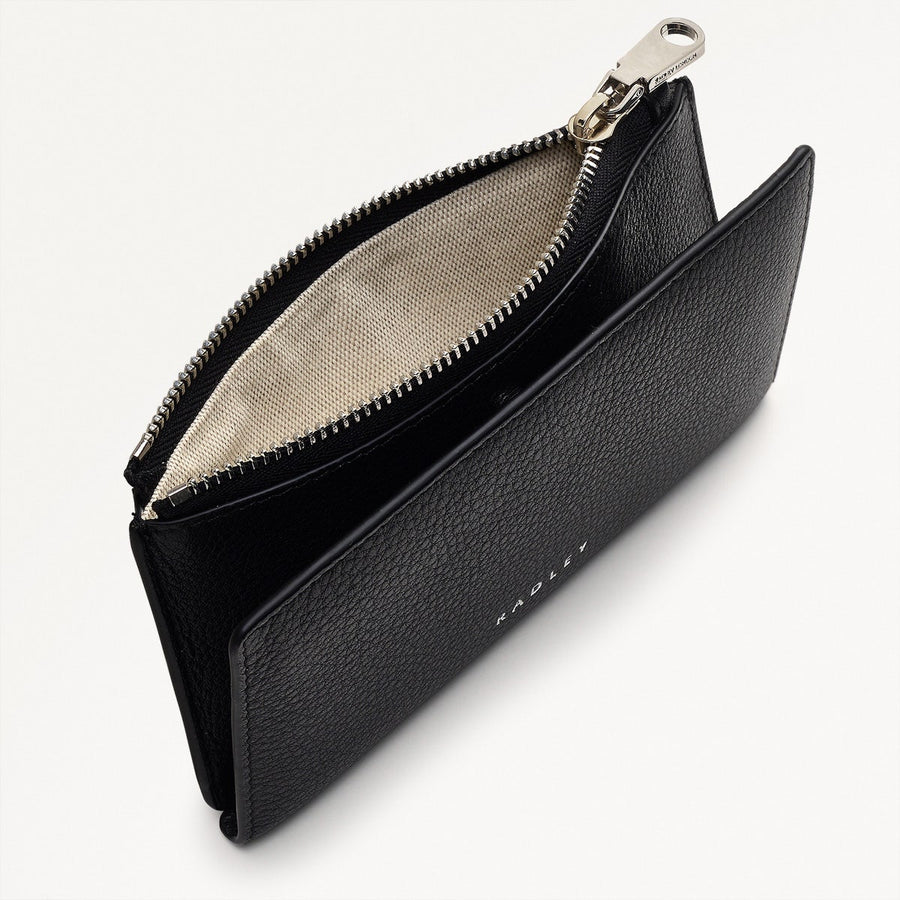 Coin Street Leather Medium Ziptop Wallet in Black - S1871001