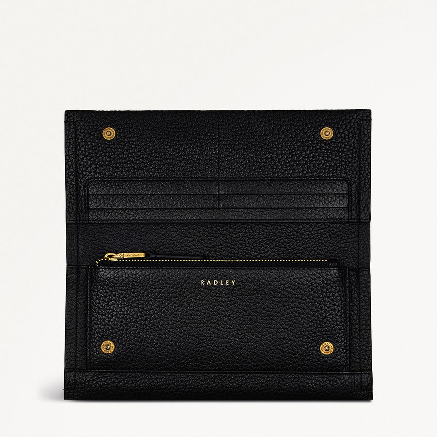 Oak Street Leather Large Flapover Wallet in Black - S1883001