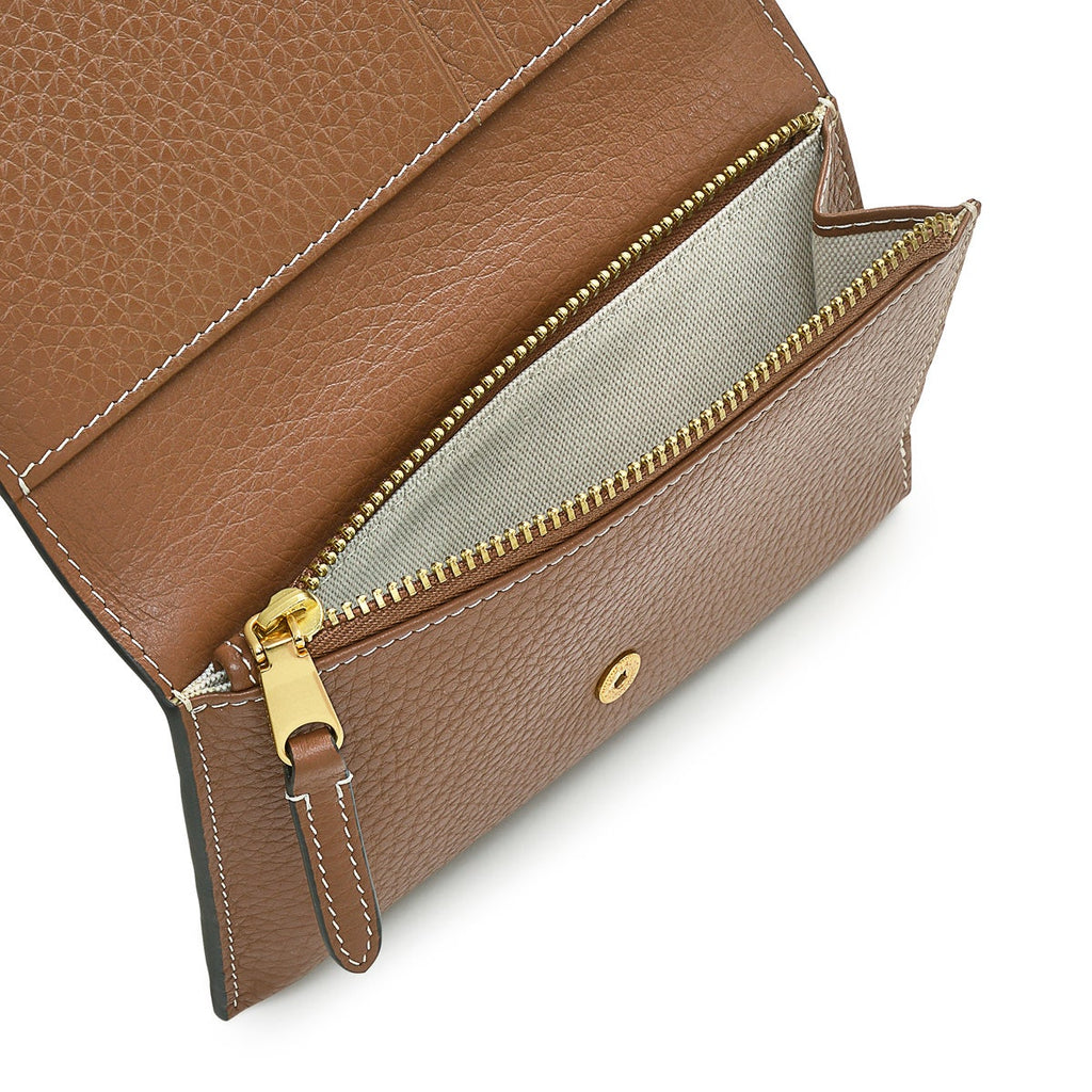 Oak Street Leather Medium Flapover Wallet in Saddle - S1885211