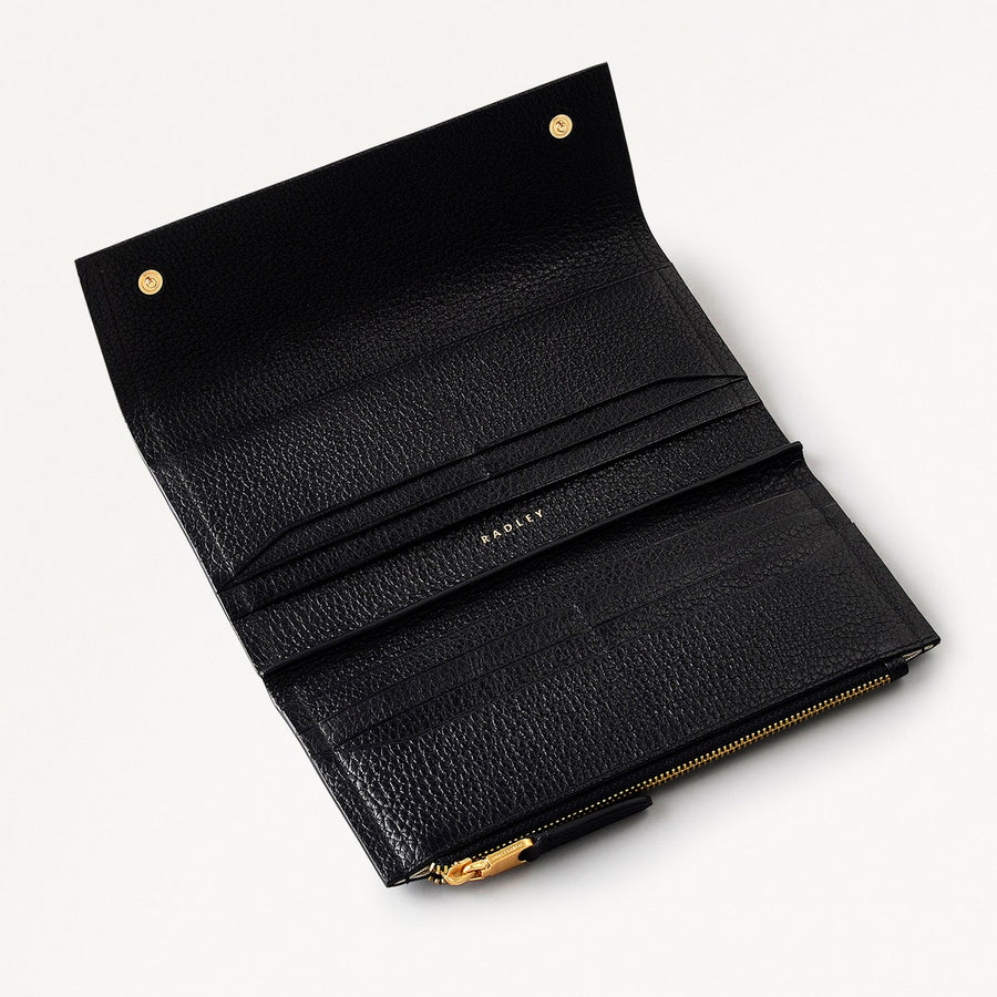 The Chancery Leather Large Flapover Wallet in Black - S1939001