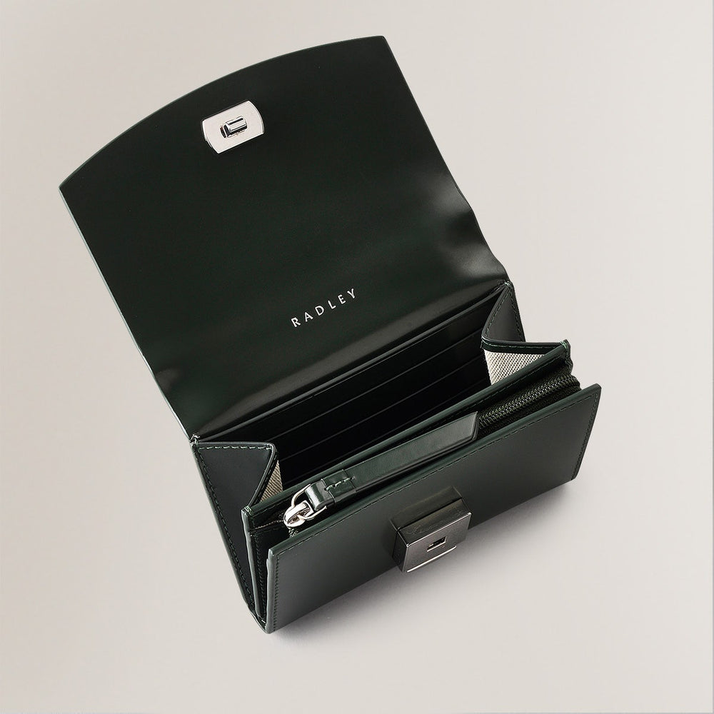 Albert Road Leather Medium Flapover Wallet in Racing Green - S1957302