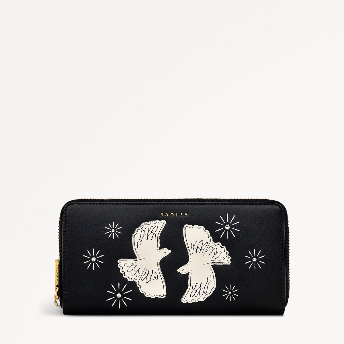 Two Turtle Doves Leather Large Zip Around Wallet in Black - S1971001