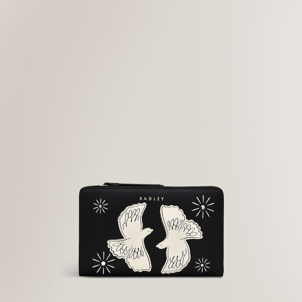 Two Turtle Doves Leather Medium Bifold Wallet in Black - S1972001