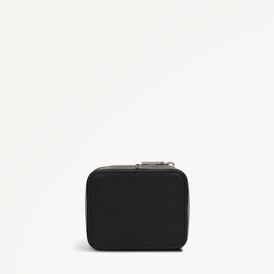 Commute Street Leather Small Zip Around Jewellery Pouch in Black - S1989001