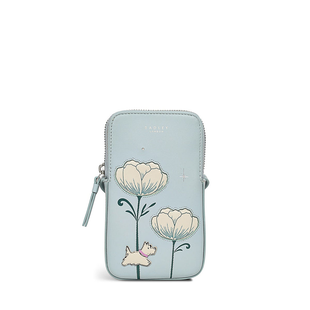 Spring Rose Leather Medium Zip Around Phone Crossbody in Seafoam - S9257367
