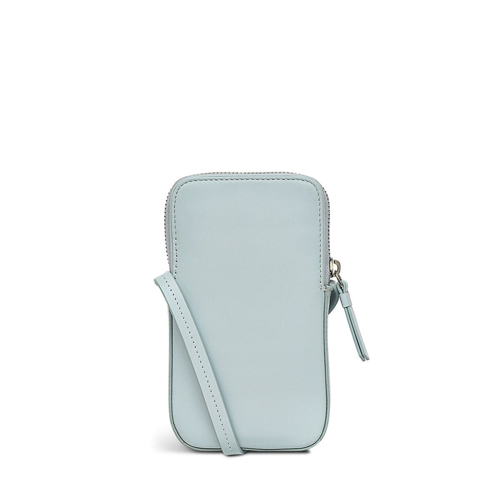 Spring Rose Leather Medium Zip Around Phone Crossbody in Seafoam - S9257367