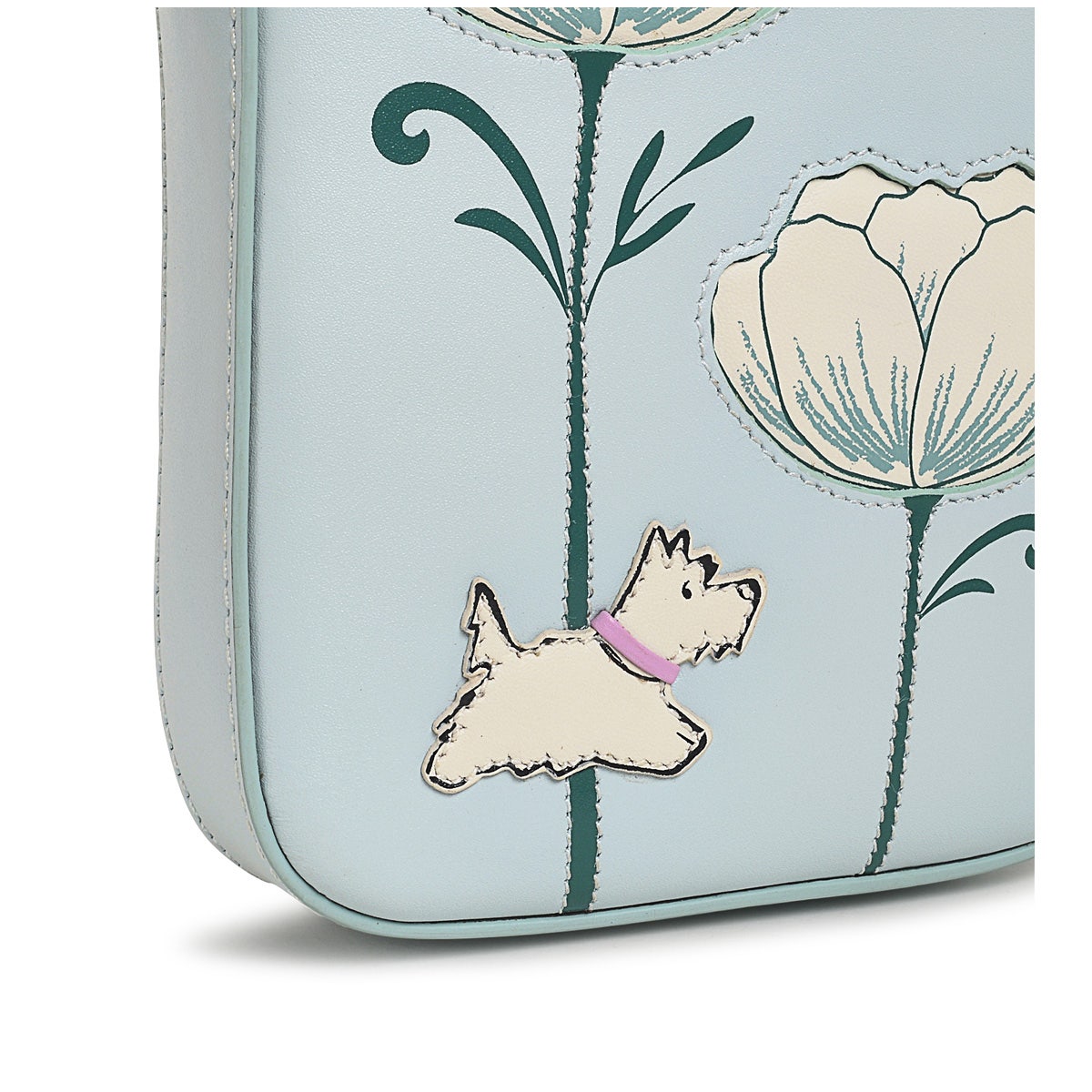 Spring Rose Leather Medium Zip Around Phone Crossbody in Seafoam - S9257367