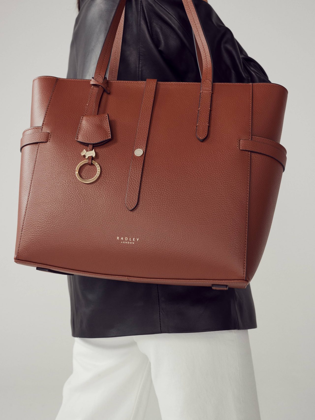 Model with Abingdon Road leather tote handbag